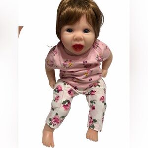 Realistic Reborn Doll 22" - Smiling Baby with Floral Clothes